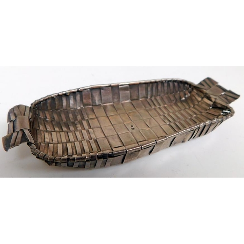 113 - Woven silver basket/trinket tray . Approx 5
