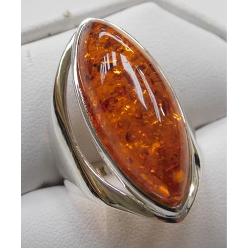 98 - Silver and amber ring