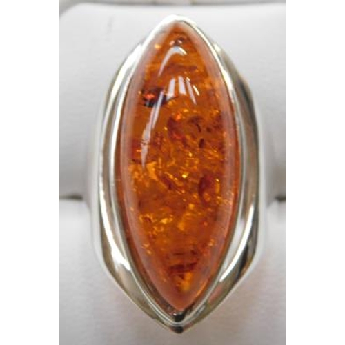 98 - Silver and amber ring