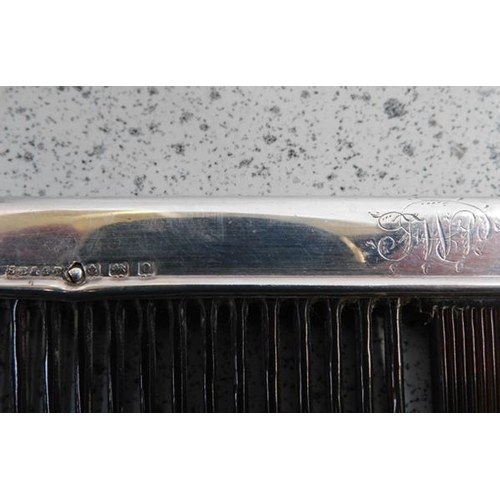 74 - Victorian hallmarked silver brush & comb set in original box