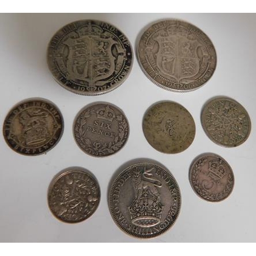 178 - Collection of Antique Edwardian silver coins including Half Crowns dated 1905 & 1907