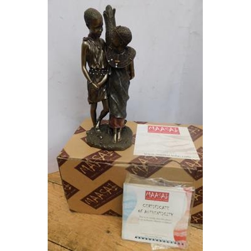 263 - Maasai Tribe sculpture Childhood Sweethearts 2005 (with certificate & box) no damage