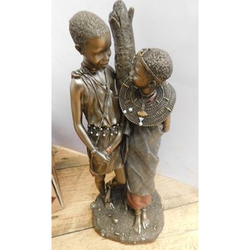 263 - Maasai Tribe sculpture Childhood Sweethearts 2005 (with certificate & box) no damage