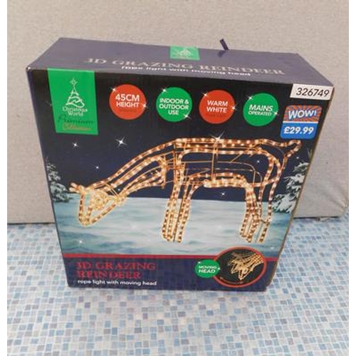 515a - Boxed 3D grazing rope light Reindeer with moving head