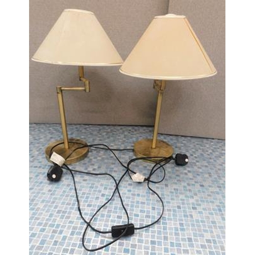 562 - Pair of brushed brass table lamps