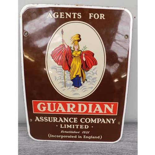 571 - Vintage enamel Guardian Assurance Co Ltd sign approx 12x16