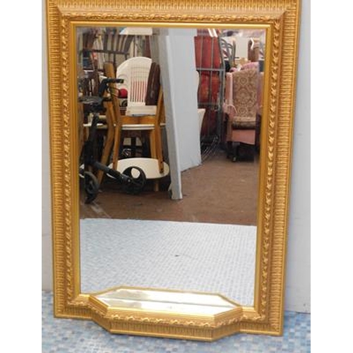 572 - Vintage style gilt framed bevel edge mirror with shelf approx 26x36