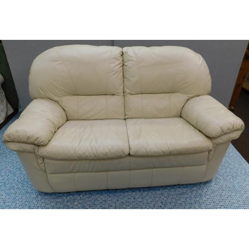 757 - Cream 2 seater leather settee