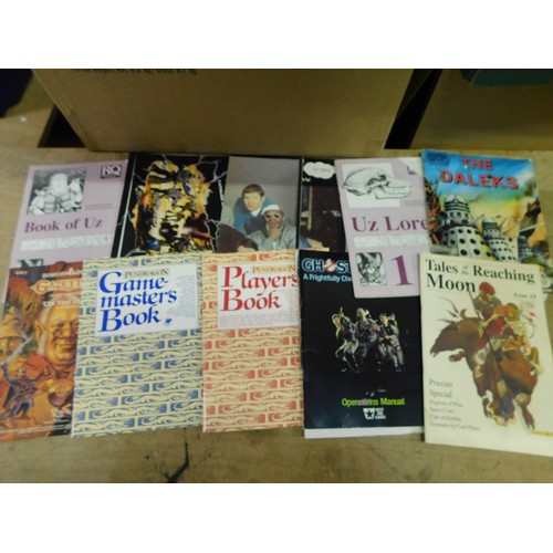 37 - Mixed box of vintage books, comics, posters, roll playing game, games accessory guides etc