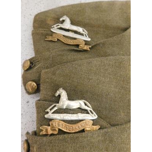 16 - 3 original caps, 2 West Yorkshire cap badges plus Home Guard arm band