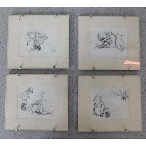 172 - 4x Miniature 'Winnie The Pooh' pictures- each pic is 5