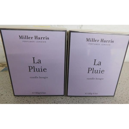 185 - 2x Miller Harris La Pluie sealed & boxed candles (rrp £35 each)