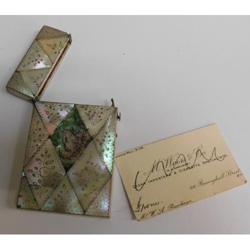 206 - Antique mother of pearl & abelone shell-calling card case