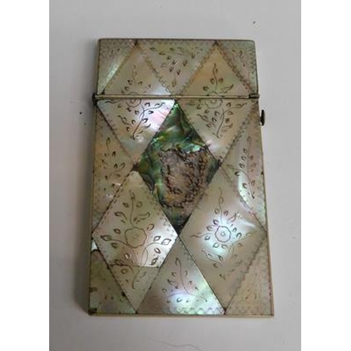 206 - Antique mother of pearl & abelone shell-calling card case
