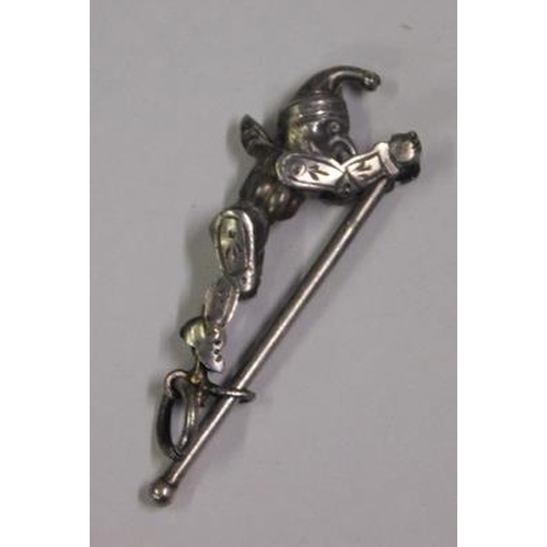 214 - Edwardian silver articulated Mr Punch on a pole