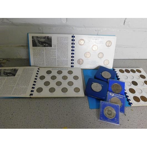 232 - 3 Sandhill coin folders (one complete) + assorted commemorative coins