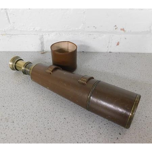238 - Leather bound 5 draw telescope - brass
