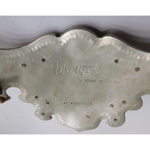 253 - Unusual large white metal belt signed Art Production, Swiss