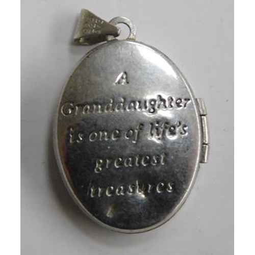265 - Silver & gold grand daughter locket marked 925.375