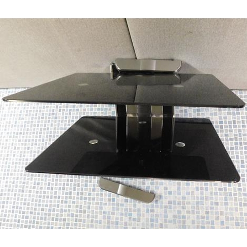 539 - Black glass 2 shelf wall bracket