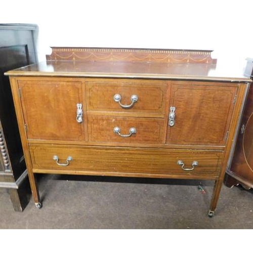 544 - Vintage inlaid cabinet on casters