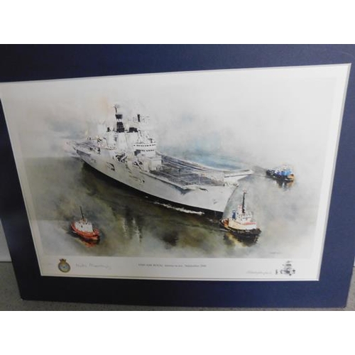 59 - Ark HMS Royal Ships Crest (9 inches) with HMS Ark Royal Commission books x 2, Limited edition signed... 