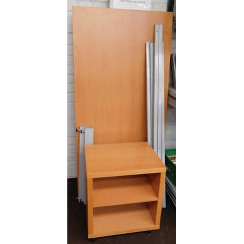600 - Desk with metal base (flatpacked) & small shelving cabinet