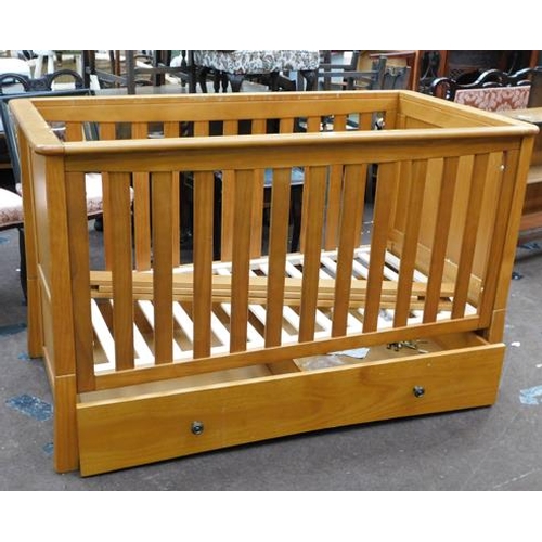 613 - Wooden cot bed with under drawer