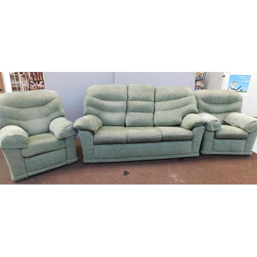 617 - Three seater settee + 2 armchairs