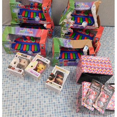 636 - 6x PJ Masks keyboards (some damage to boxes) 3 POP games & 2 boxes of heart nail pots