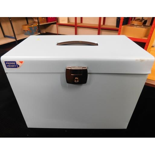 641 - Blue lockable document box with suspension files