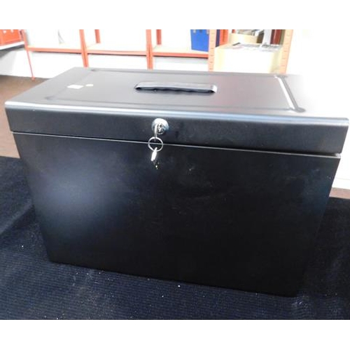 649 - Large black lockable document box with suspension files