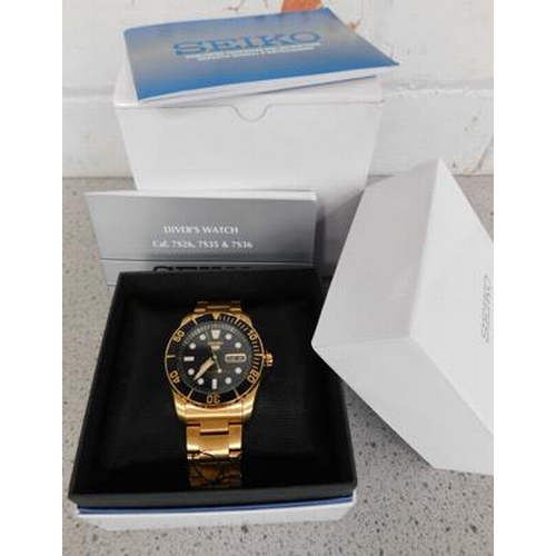 271 - Seiko 5 black sports watch-boxed with paperwork...