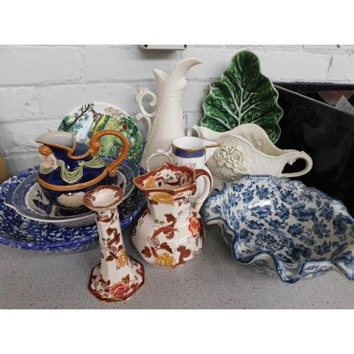 36 - Mixed box of ceramics inc Coalport, Wedgwood & Masons...