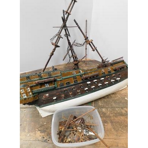 38 - Large 1930's hand built Gallion - very heavy 10kg, metal canons, brass coat of arms plaque (26