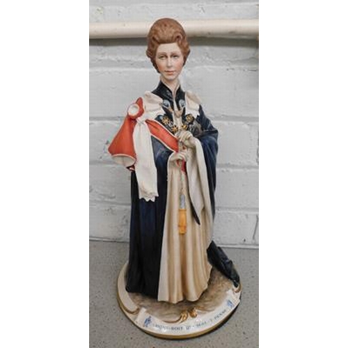 46 - Large signed Capodimonte Queen Elizabeth II statue No 117-no damage approx 15