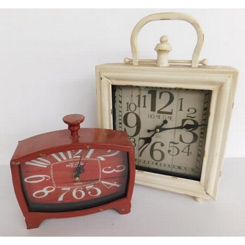 47 - 2x Vintage style clocks (1 ticking)...