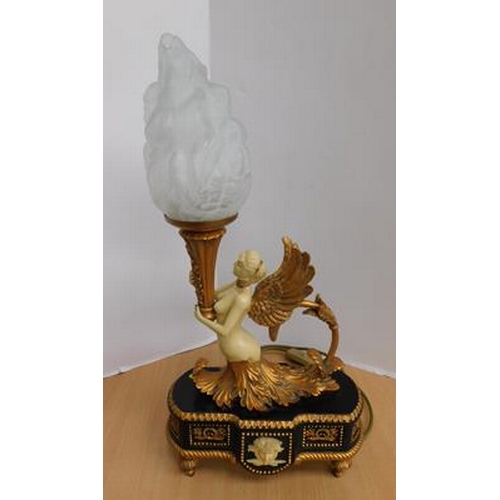 49 - Art Deco style table lamp (damaged shade)...