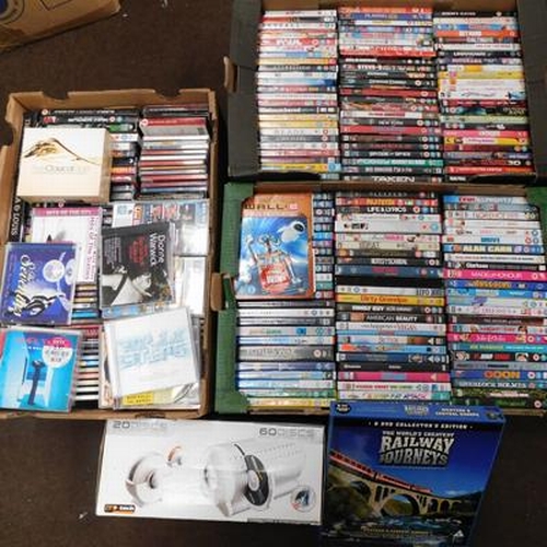 515 - Large collection of DVD's, CD's & disc holder