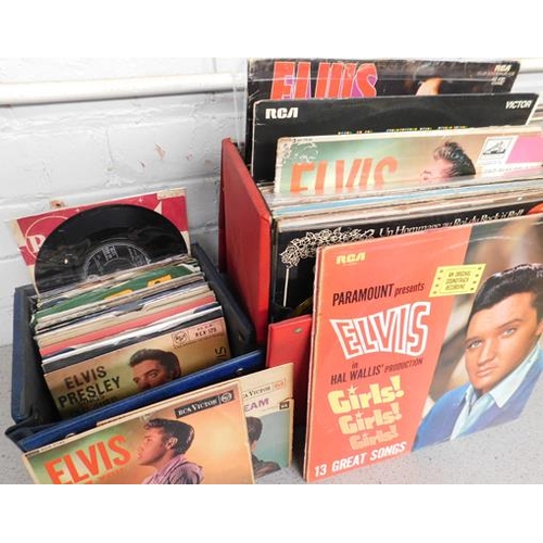 9 - Large box and small box of Elvis records incl. LP's and 7