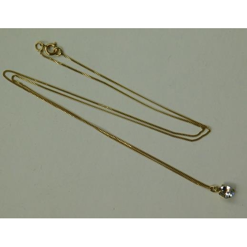119 - 9ct Gold chain & solitaire pendant