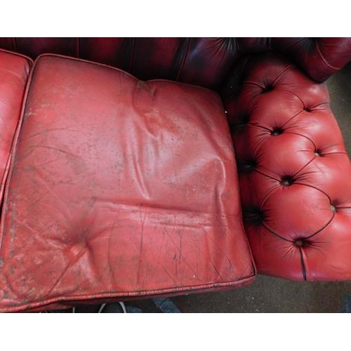 526 - Oxblood three seater Chesterfield