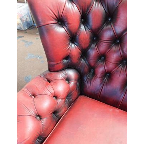 526 - Oxblood three seater Chesterfield