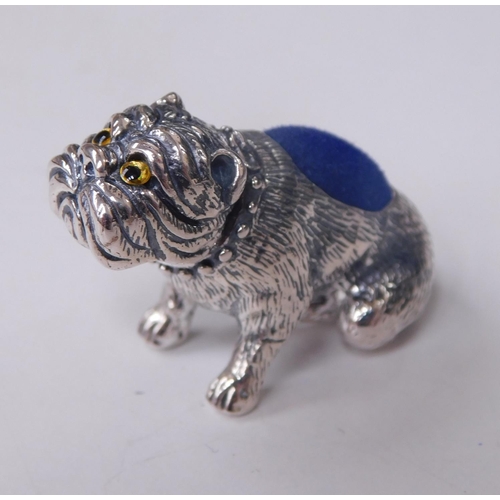 100 - Silver Bulldog pin cushion