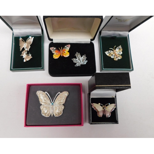 150 - Collection of butterfly brooches-enamelled filigree & marcasite