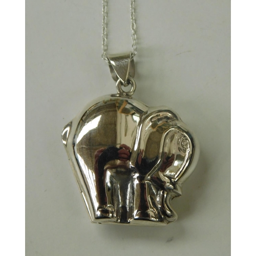 210 - Silver elephant locket on silver chain