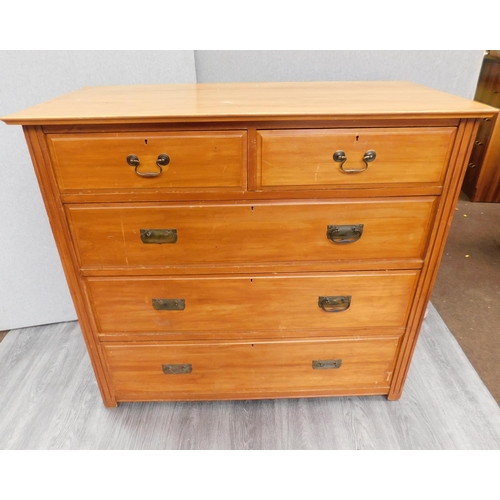 537 - 2 over 3 chest of vintage drawers (requires handles)