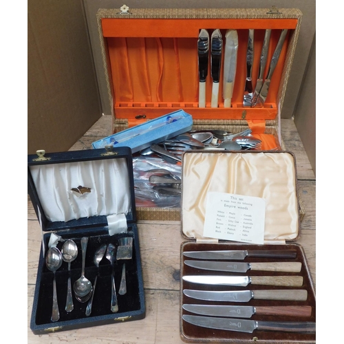 90 - Assortment of cased silver plate cutlery