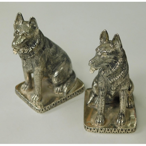 99 - Silver plated German Shepherd cruet set