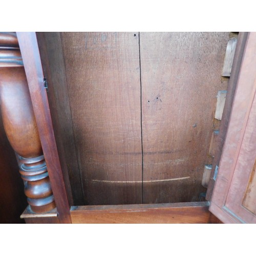 547 - D Jones Bethesda mahogany cased grandfather clock inc pendulum, weights (no chains) foot requires at... 